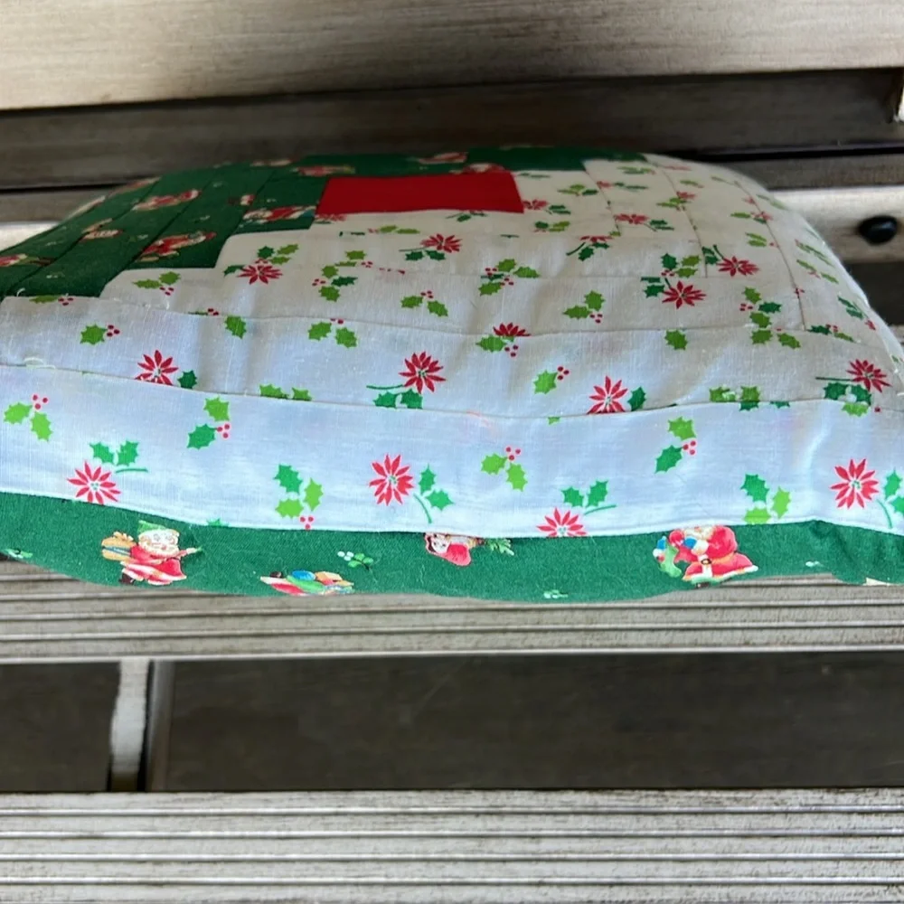 Vintage handmade Christmas pillow 12 in  by 12 in